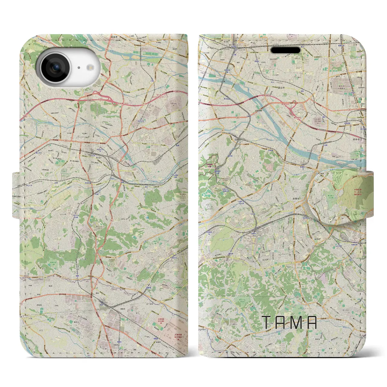 【多摩(東京都)】地図柄iPhoneケース(手帳タイプ)