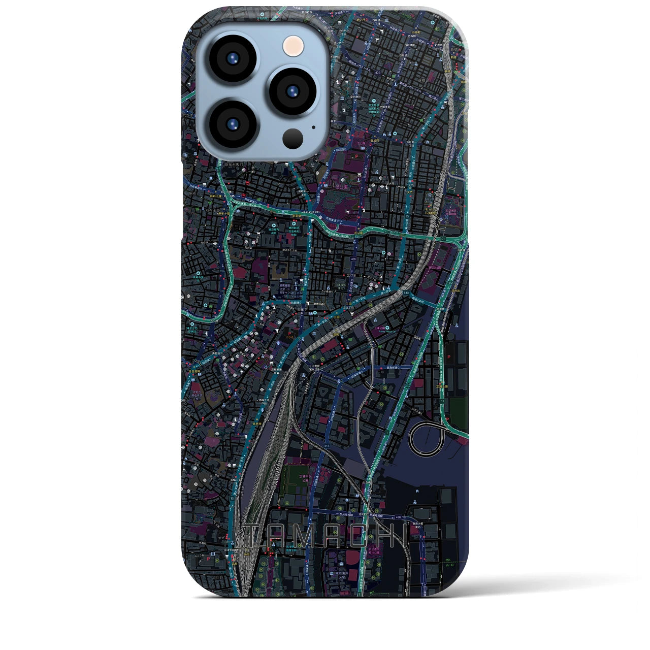 【田町(東京都)】地図柄iPhoneケース(バックカバータイプ)