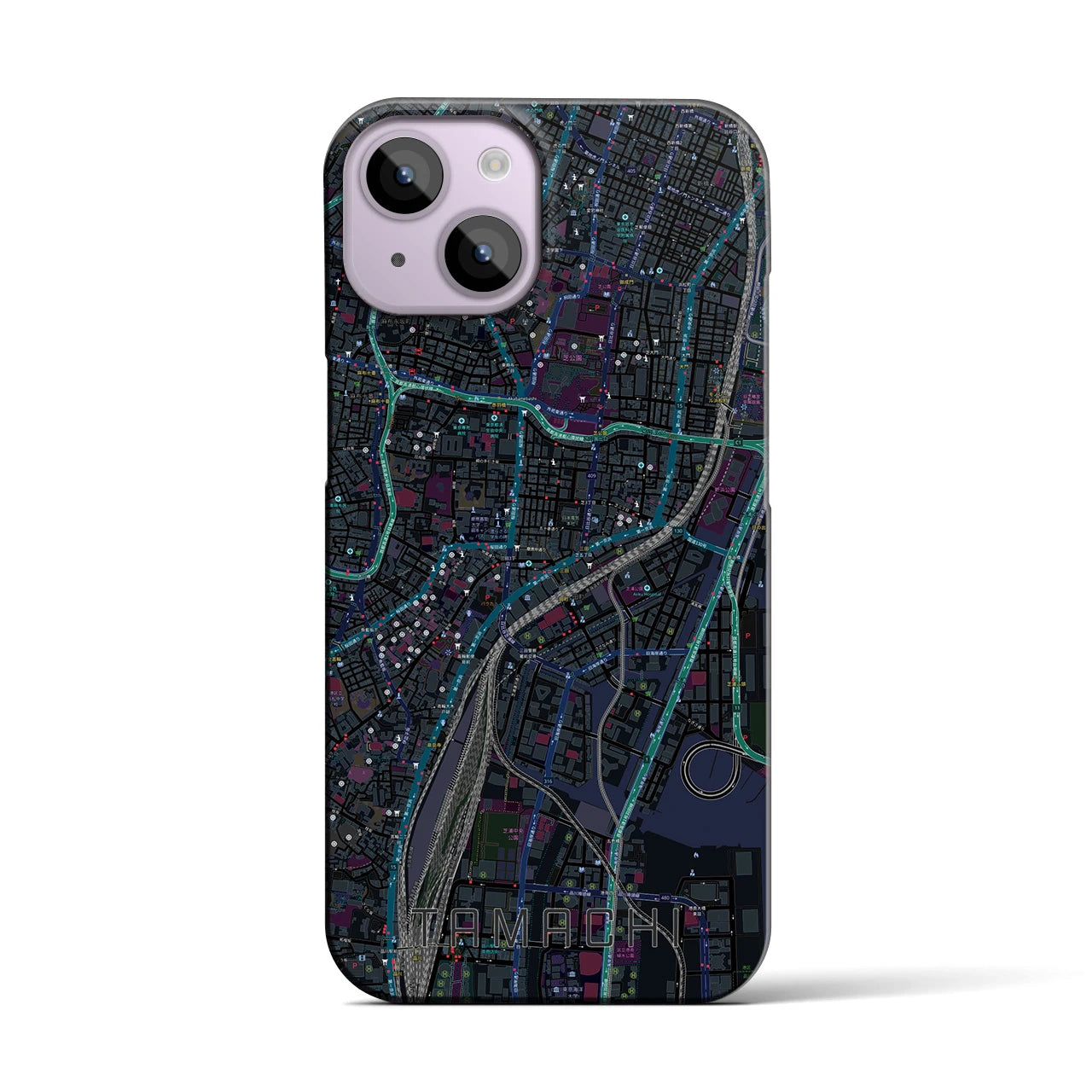 【田町(東京都)】地図柄iPhoneケース(バックカバータイプ)