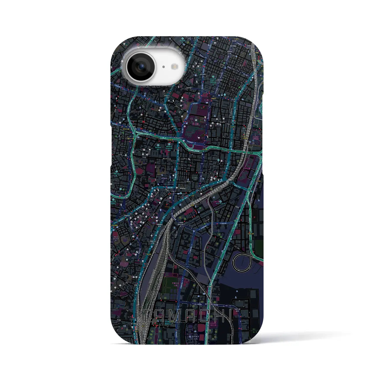 【田町(東京都)】地図柄iPhoneケース(バックカバータイプ)