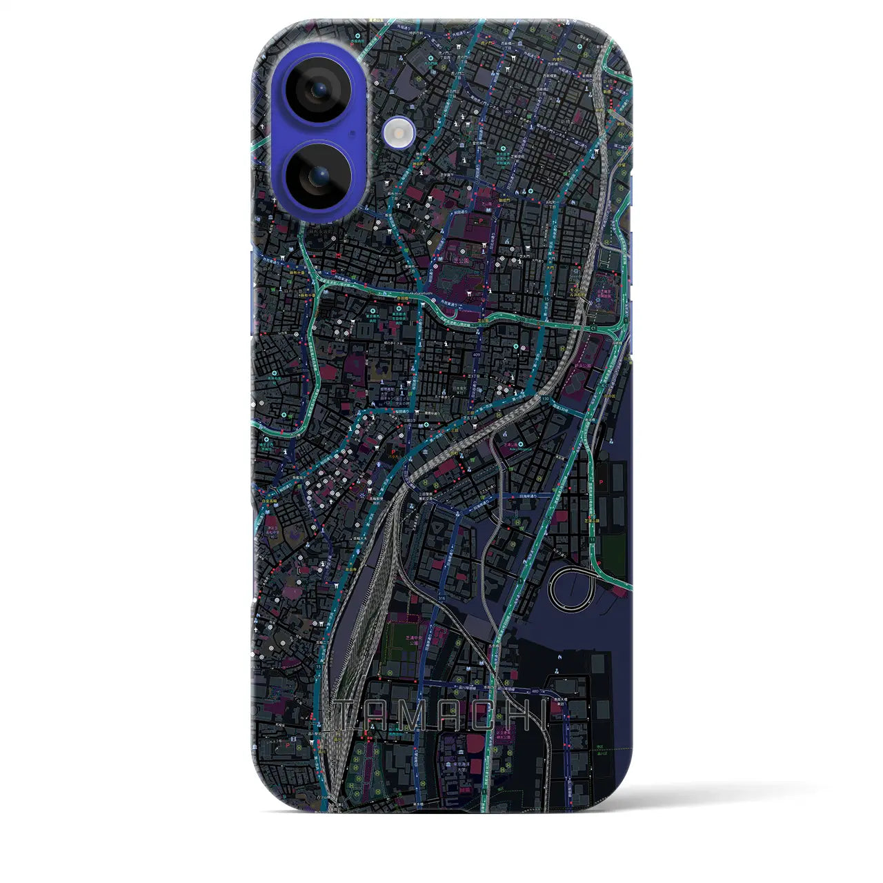 【田町(東京都)】地図柄iPhoneケース(バックカバータイプ)