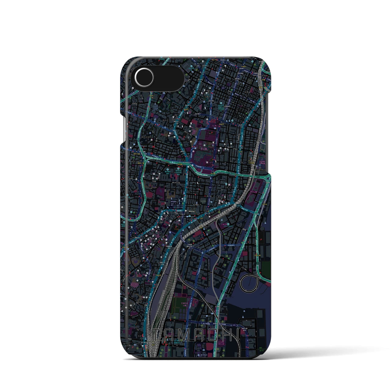 【田町(東京都)】地図柄iPhoneケース(バックカバータイプ)