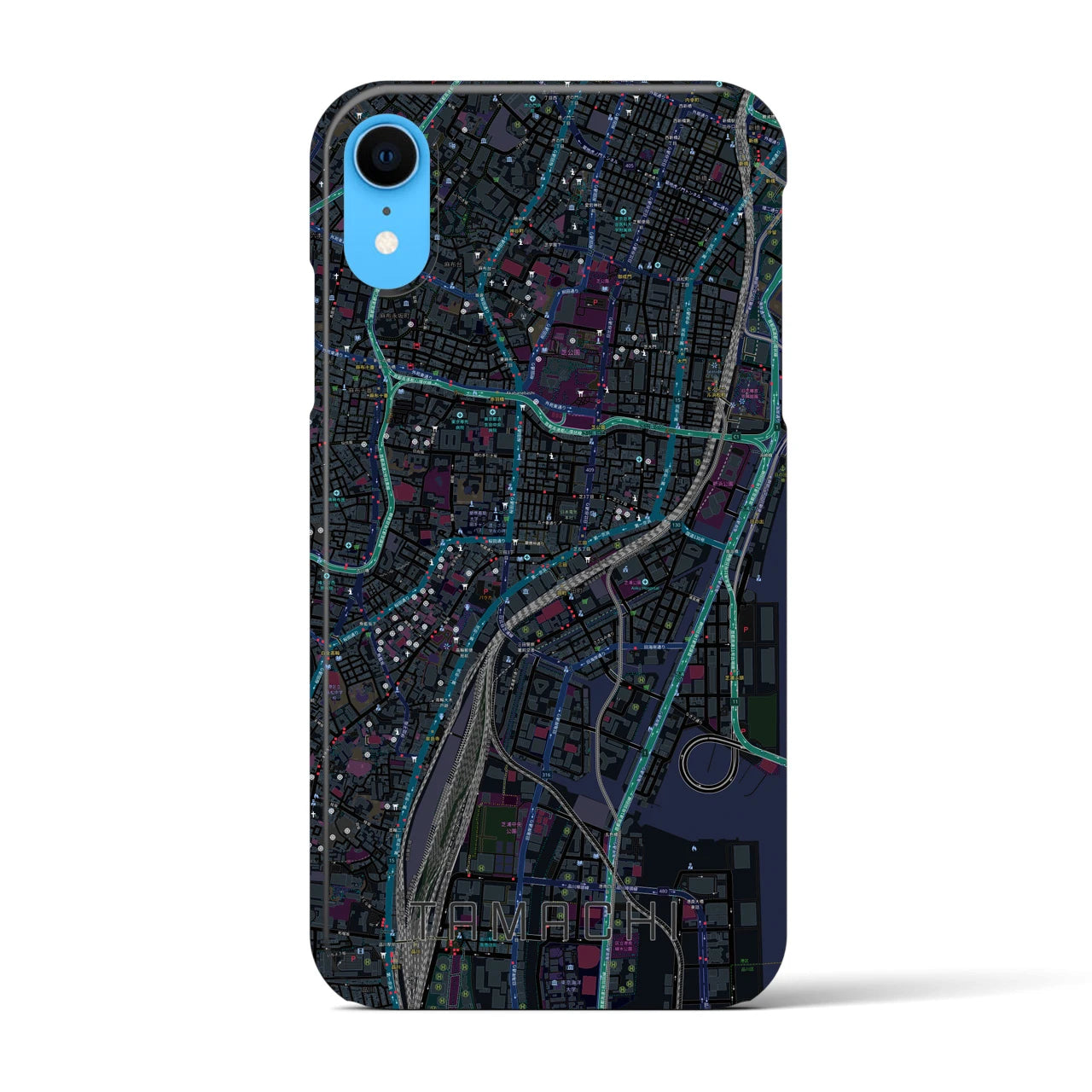 【田町(東京都)】地図柄iPhoneケース(バックカバータイプ)