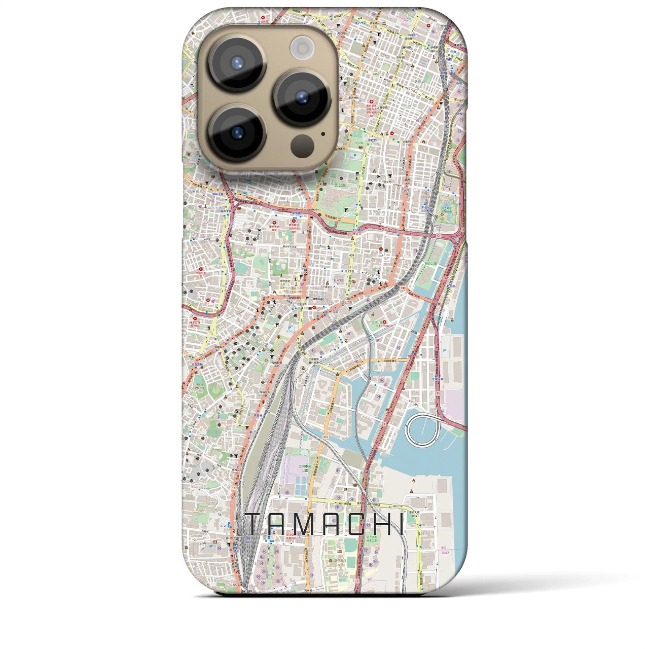 【田町(東京都)】地図柄iPhoneケース(バックカバータイプ)