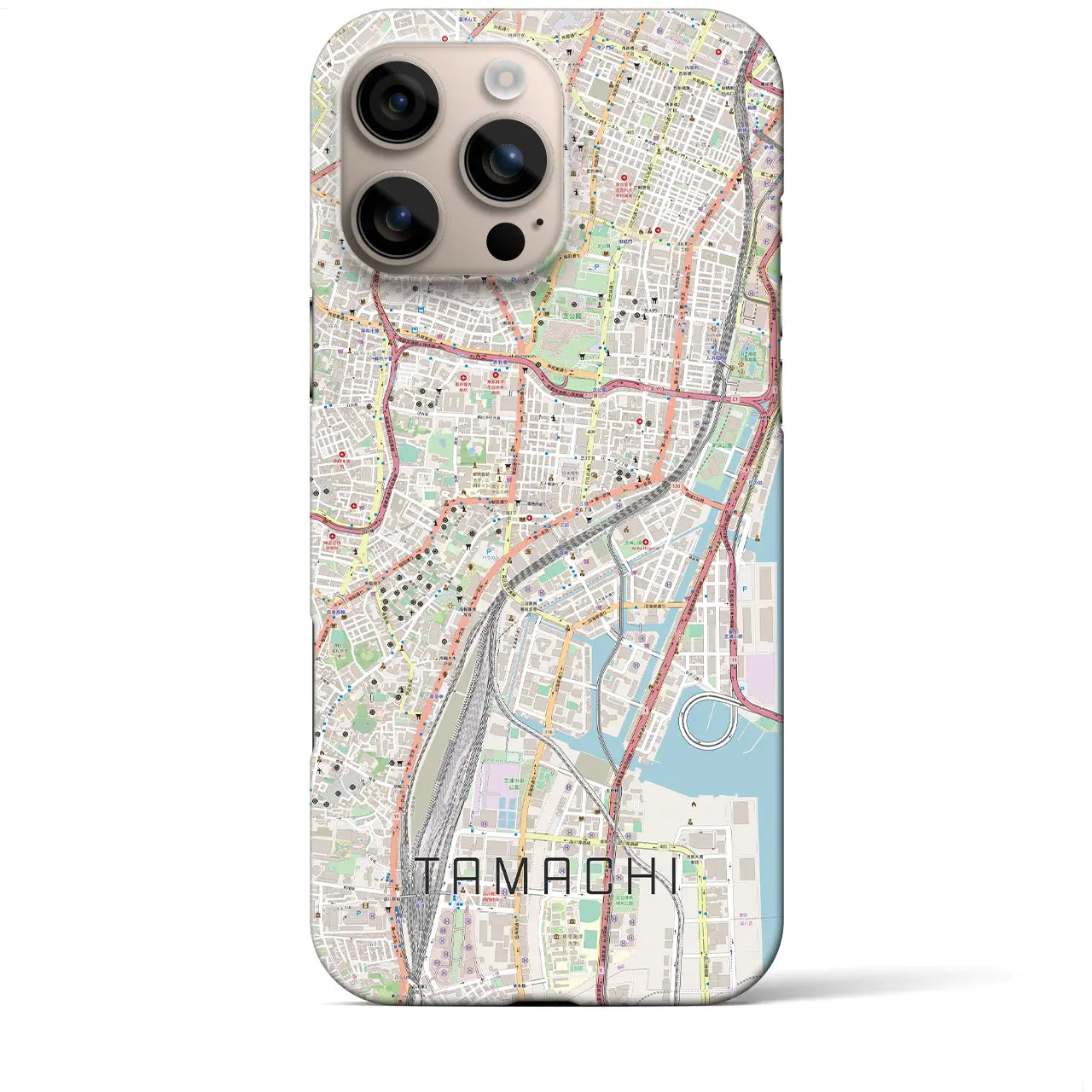 【田町(東京都)】地図柄iPhoneケース(バックカバータイプ)
