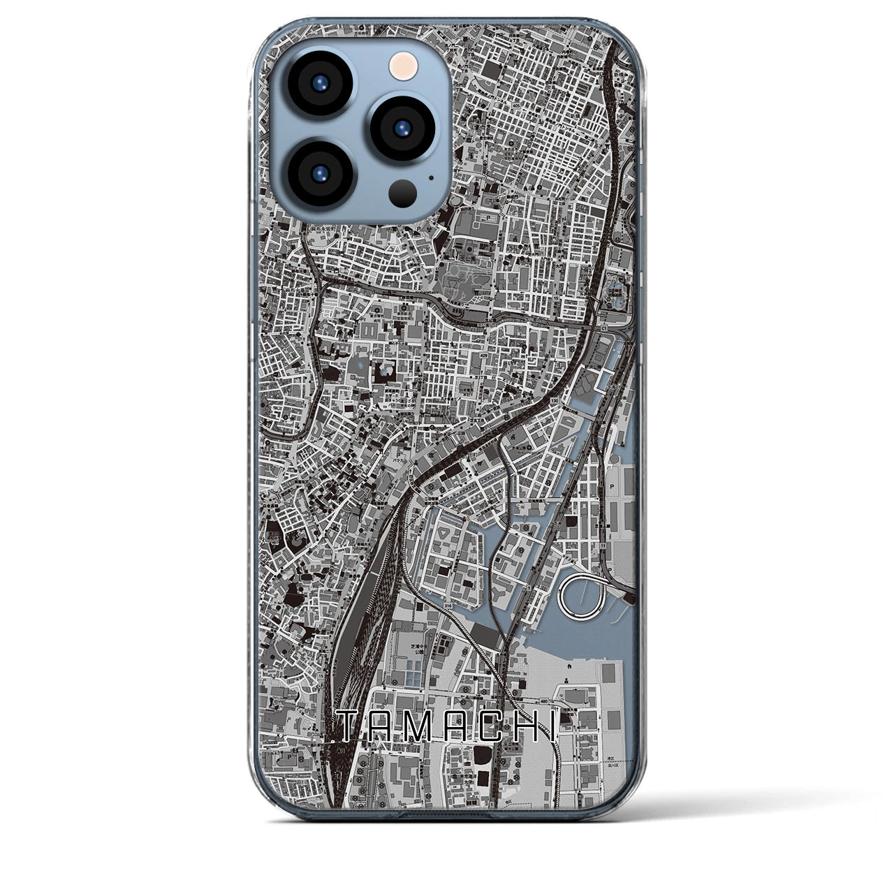 【田町(東京都)】地図柄iPhoneケース(クリアタイプ)