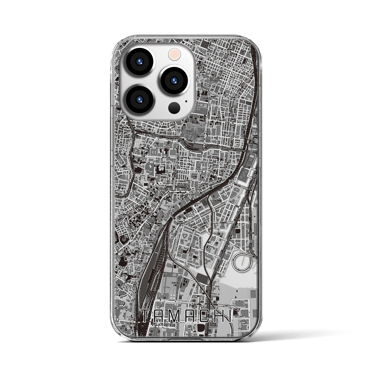 【田町(東京都)】地図柄iPhoneケース(クリアタイプ)