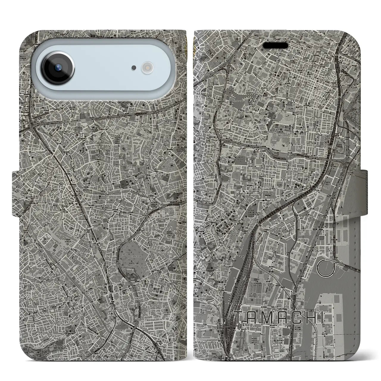 【田町(東京都)】地図柄iPhoneケース(手帳タイプ)