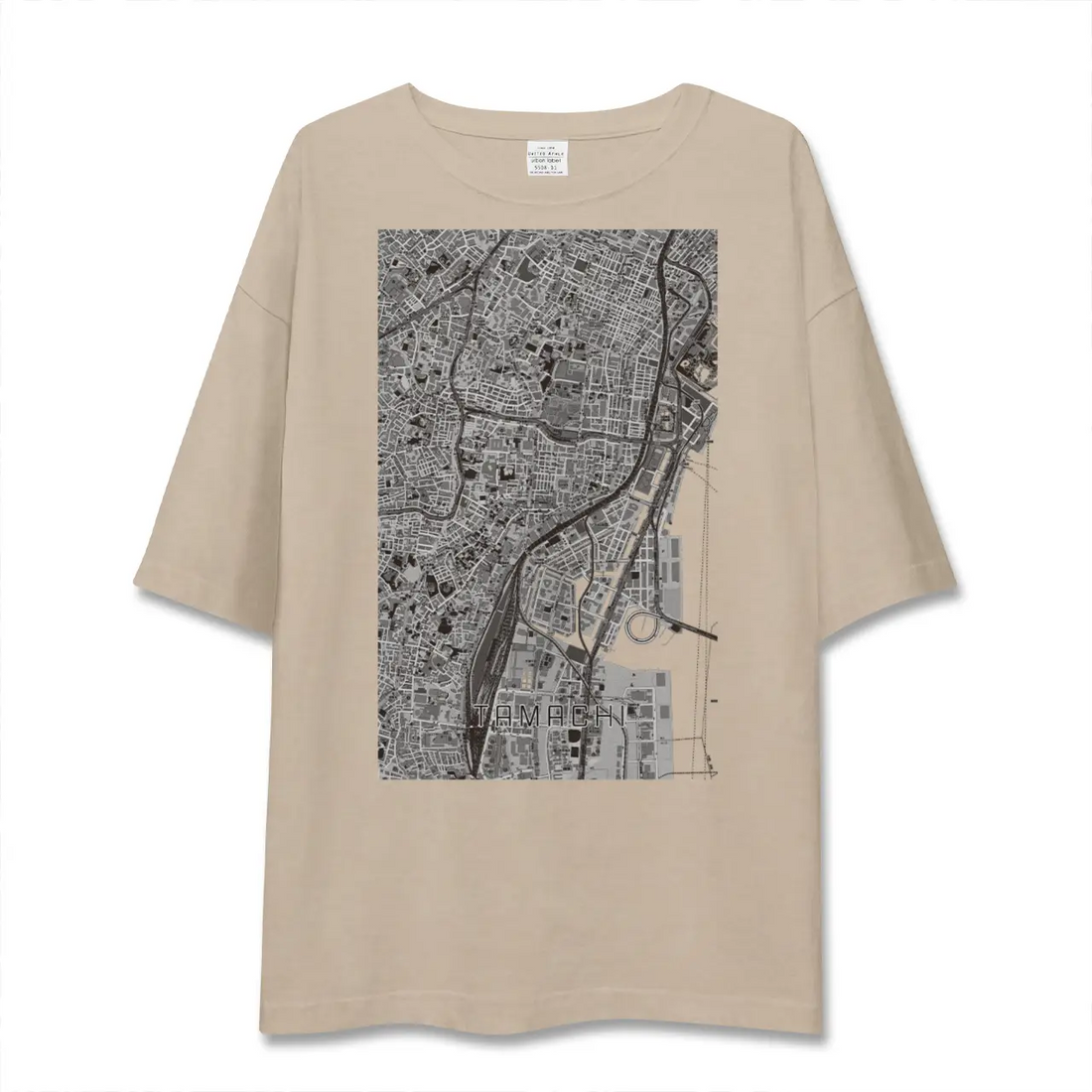 【田町(東京都)】地図柄ビッグシルエットTシャツ