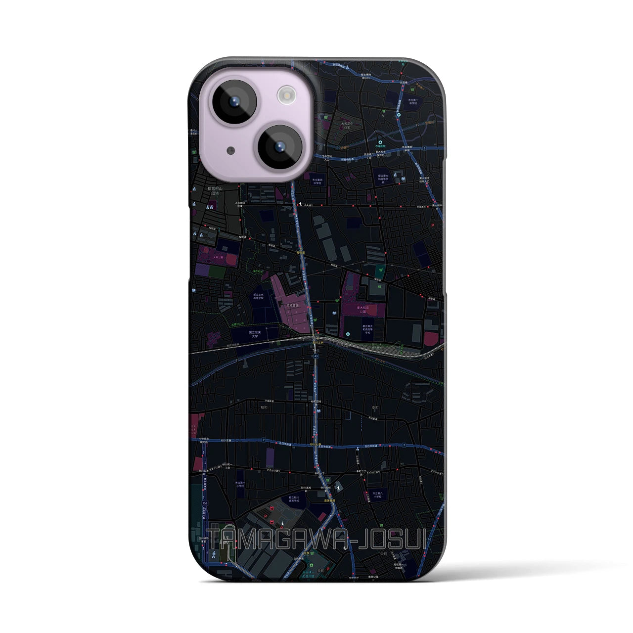 【玉川上水(東京都)】地図柄iPhoneケース(バックカバータイプ)