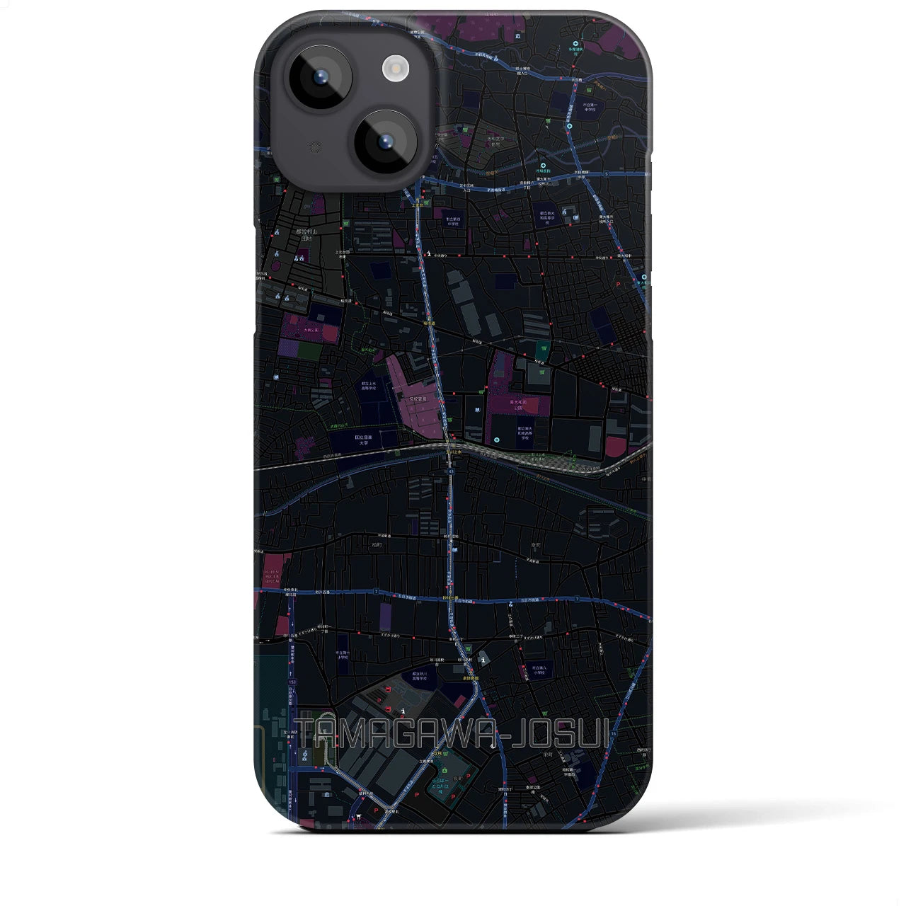 【玉川上水(東京都)】地図柄iPhoneケース(バックカバータイプ)
