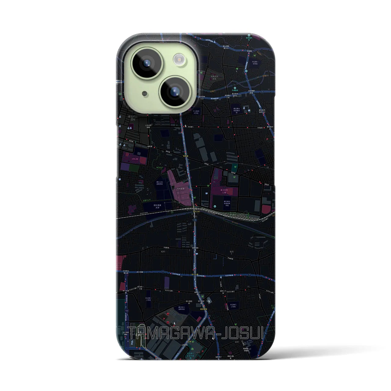 【玉川上水(東京都)】地図柄iPhoneケース(バックカバータイプ)