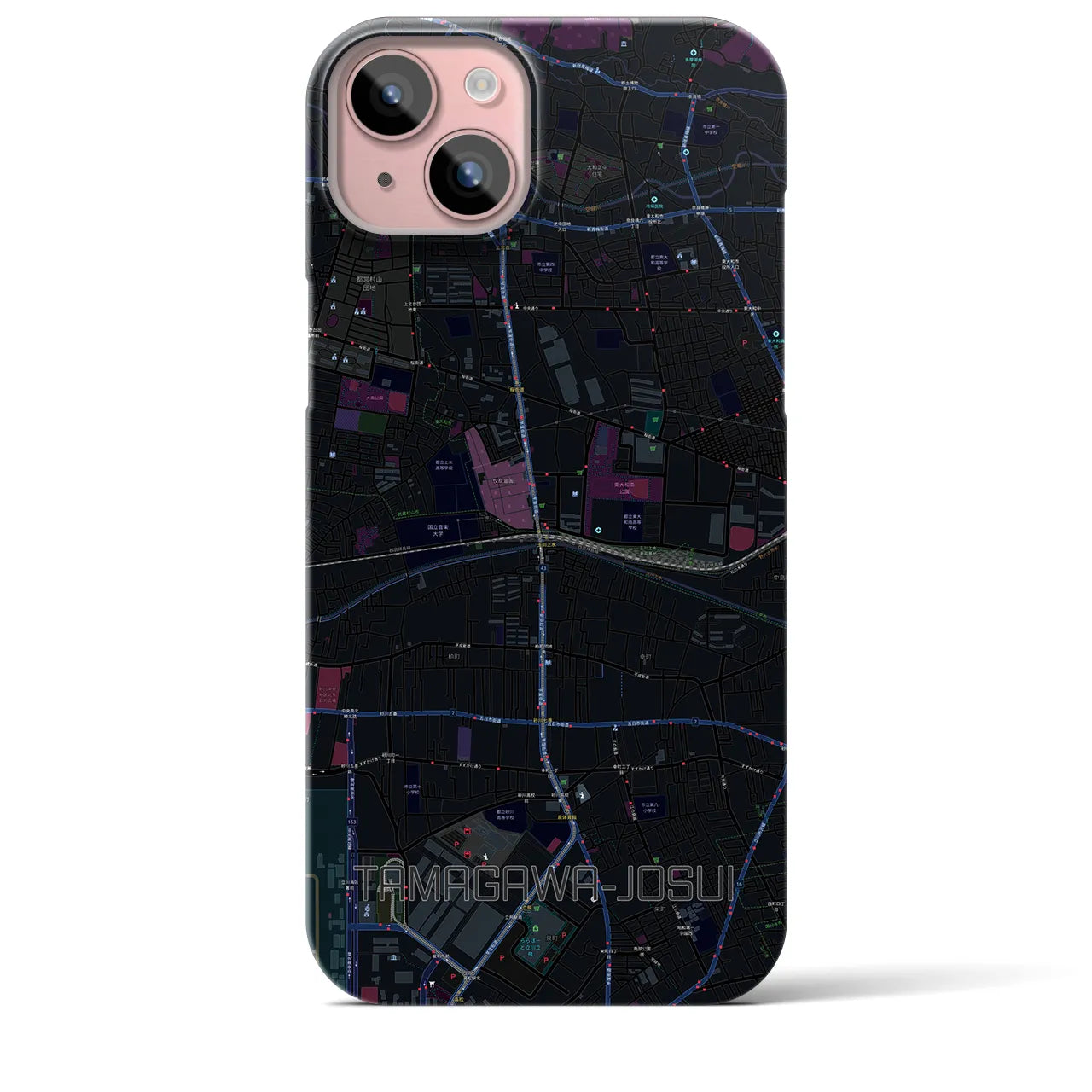 【玉川上水(東京都)】地図柄iPhoneケース(バックカバータイプ)
