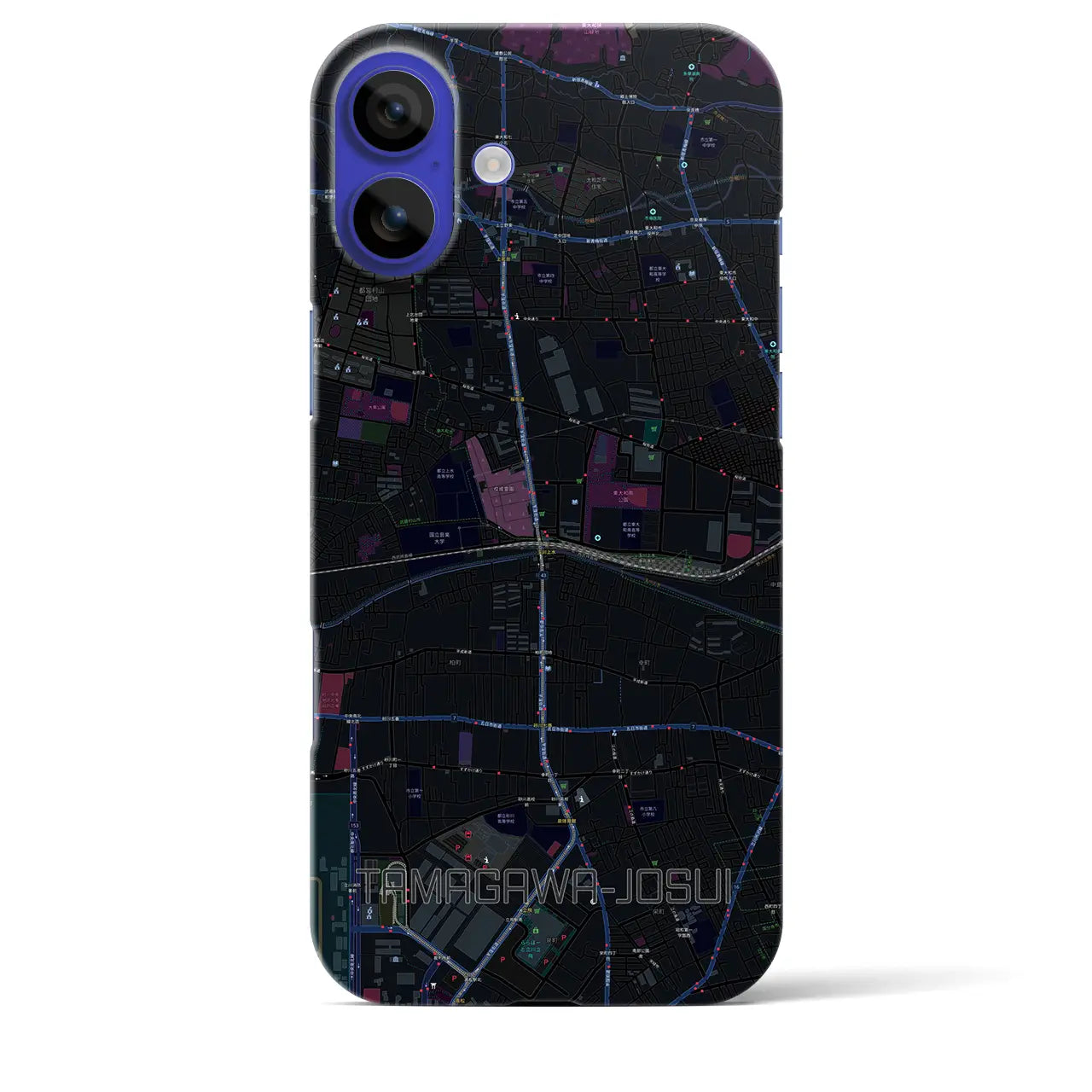 【玉川上水(東京都)】地図柄iPhoneケース(バックカバータイプ)