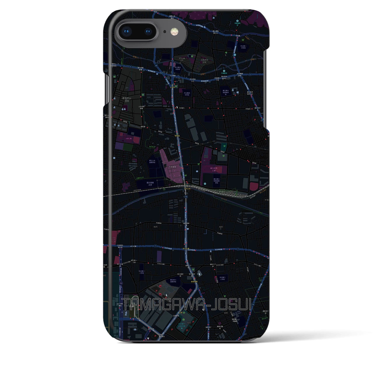 【玉川上水(東京都)】地図柄iPhoneケース(バックカバータイプ)