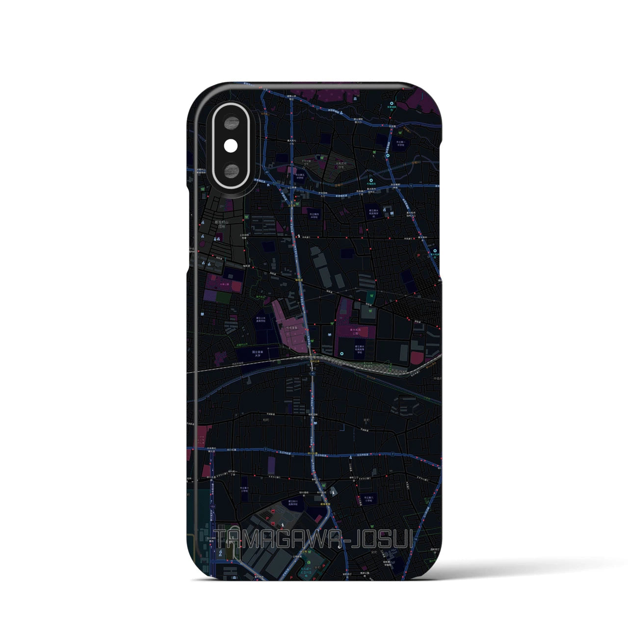 【玉川上水(東京都)】地図柄iPhoneケース(バックカバータイプ)