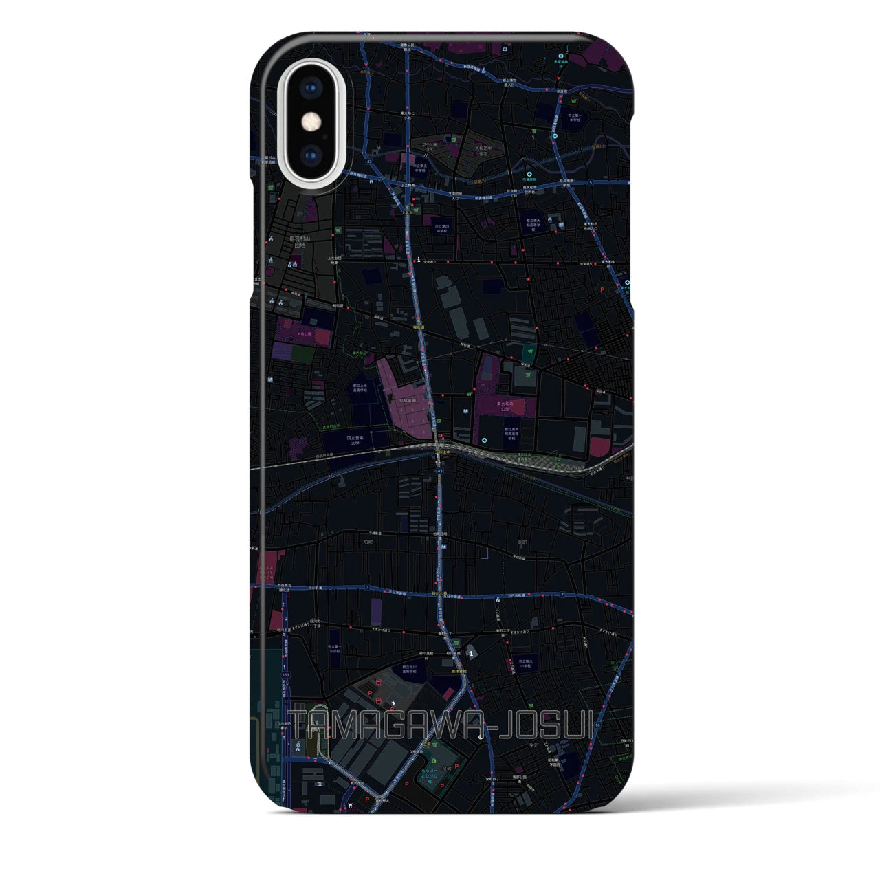 【玉川上水(東京都)】地図柄iPhoneケース(バックカバータイプ)