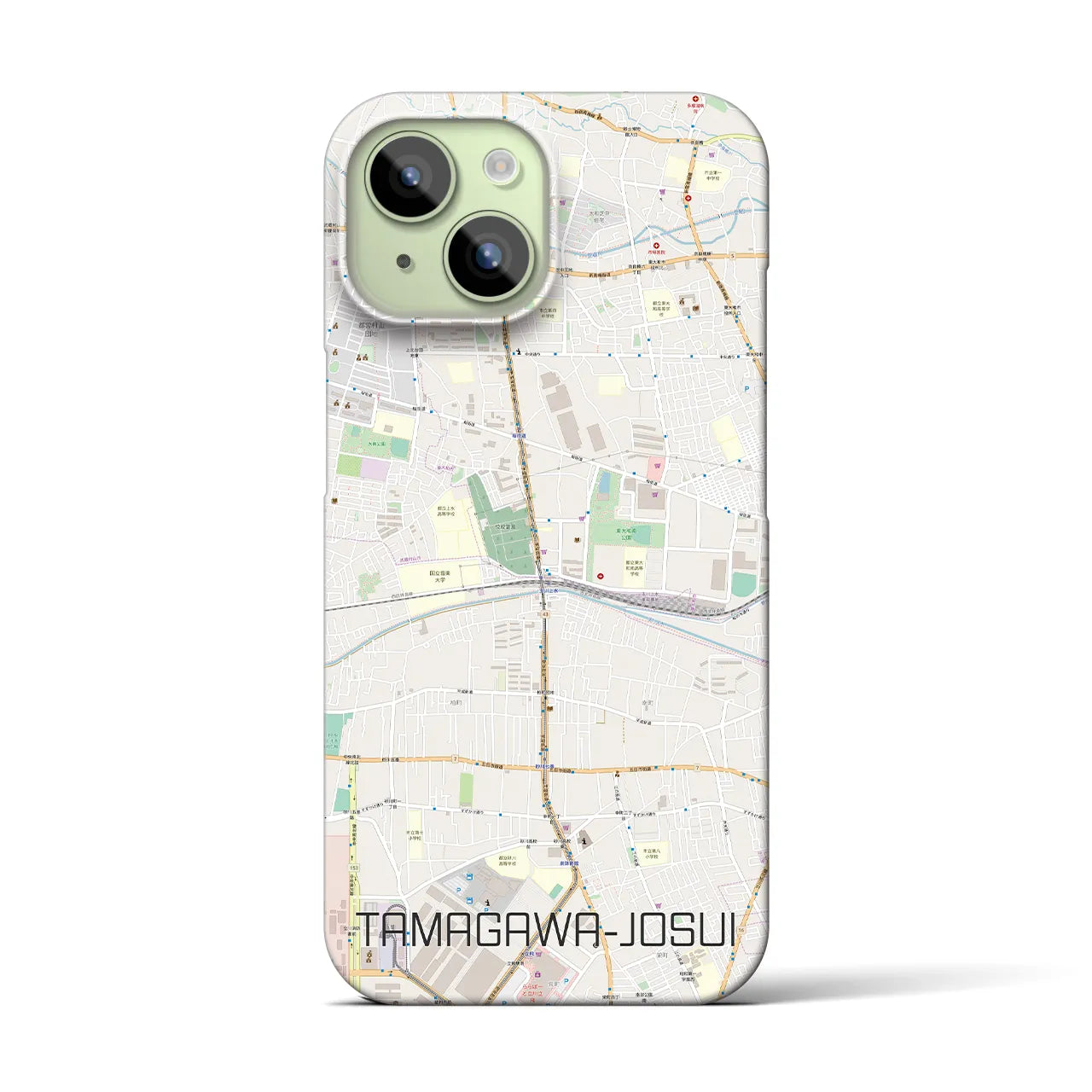 【玉川上水(東京都)】地図柄iPhoneケース(バックカバータイプ)