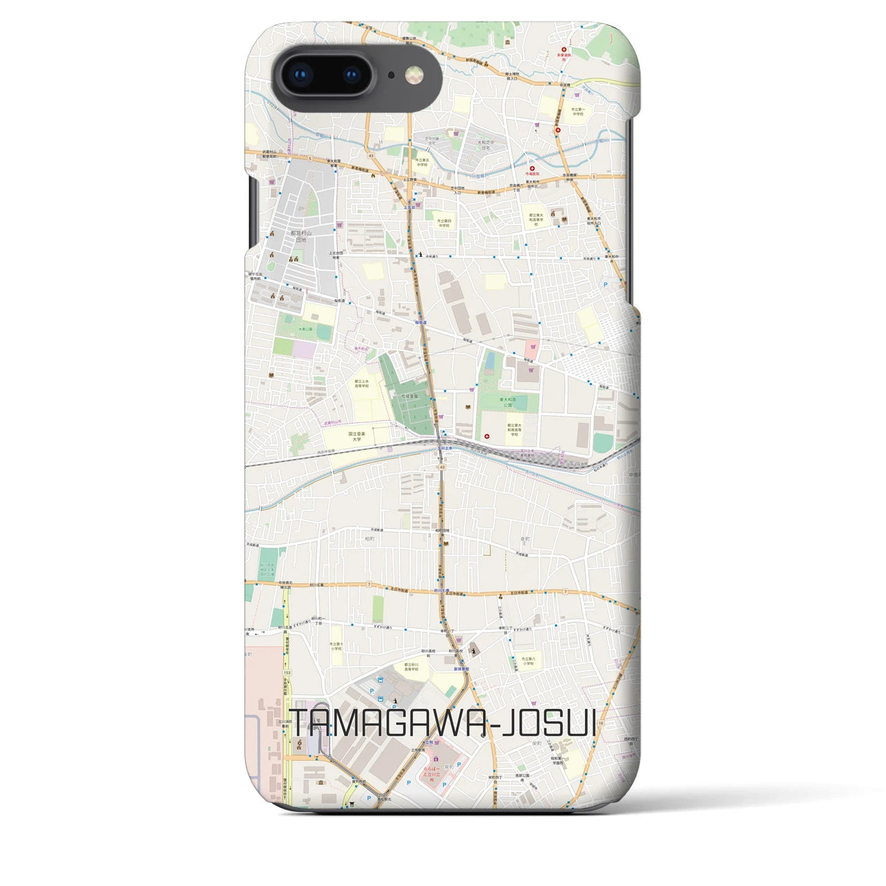 【玉川上水(東京都)】地図柄iPhoneケース(バックカバータイプ)