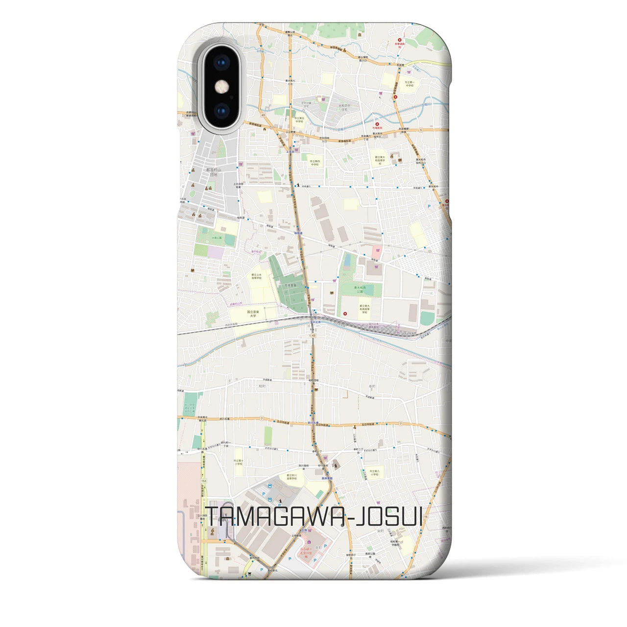 【玉川上水(東京都)】地図柄iPhoneケース(バックカバータイプ)