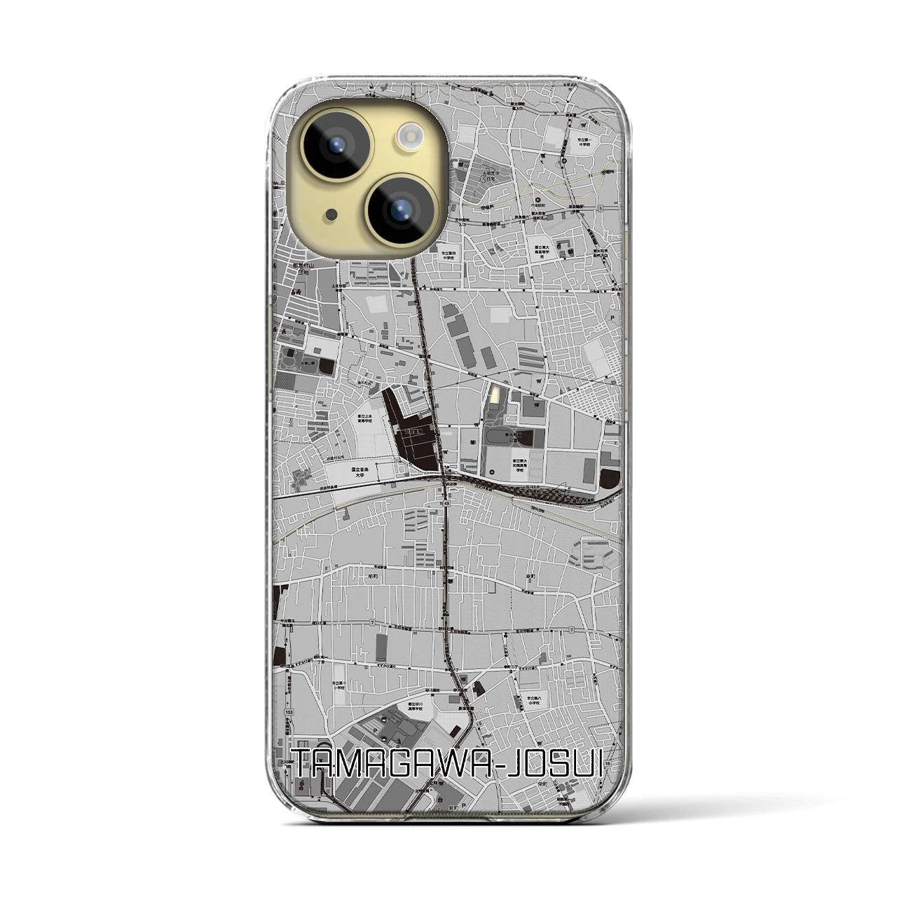 【玉川上水(東京都)】地図柄iPhoneケース(クリアタイプ)