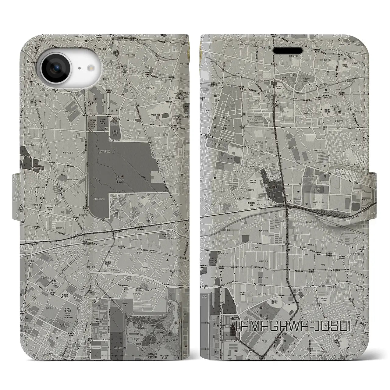 【玉川上水(東京都)】地図柄iPhoneケース(手帳タイプ)