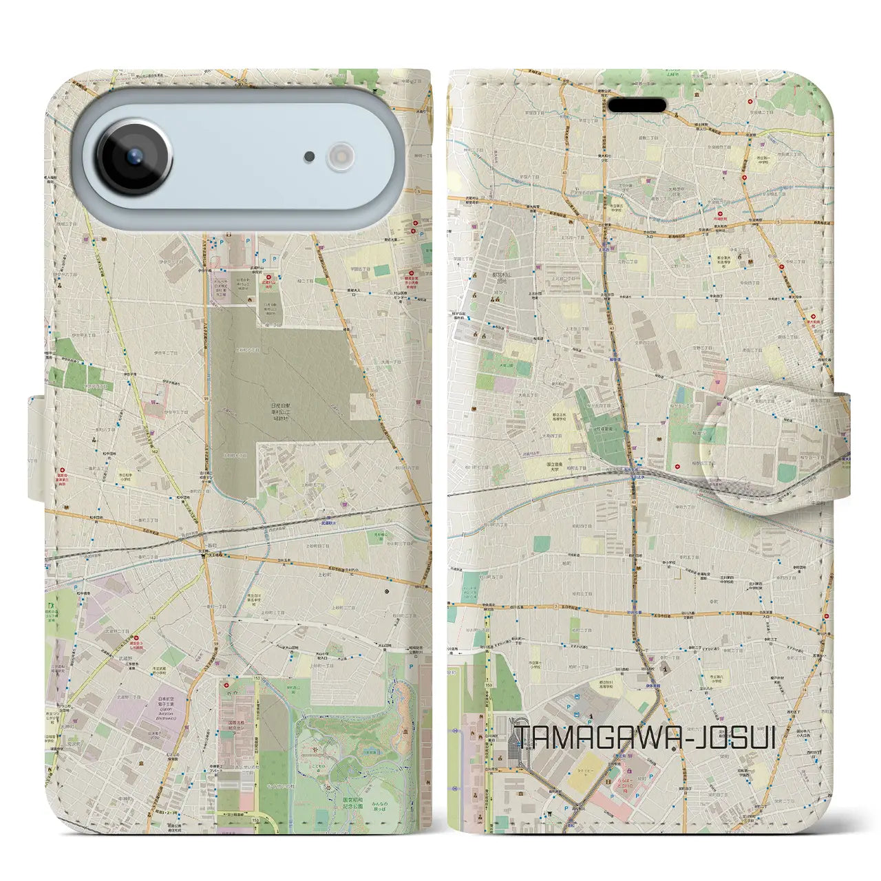 【玉川上水(東京都)】地図柄iPhoneケース(手帳タイプ)