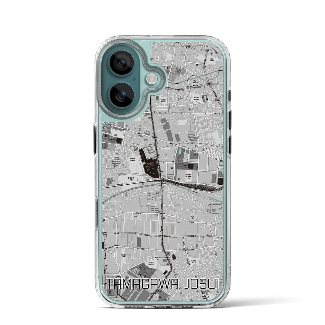 【玉川上水(東京都)】地図柄iPhoneケース(MagSafeタイプ)モノトーン・iPhone 16 Pro 用