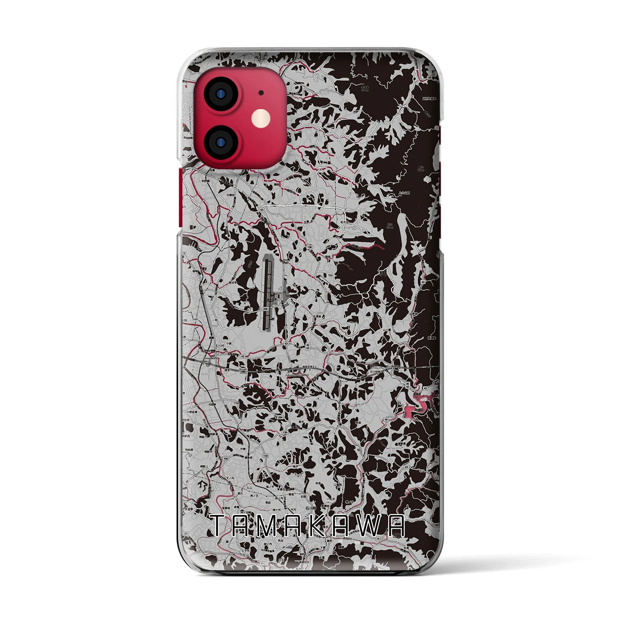 【玉川(福島県)】地図柄iPhoneケース(クリアタイプ)モノトーン・iPhone 11 用