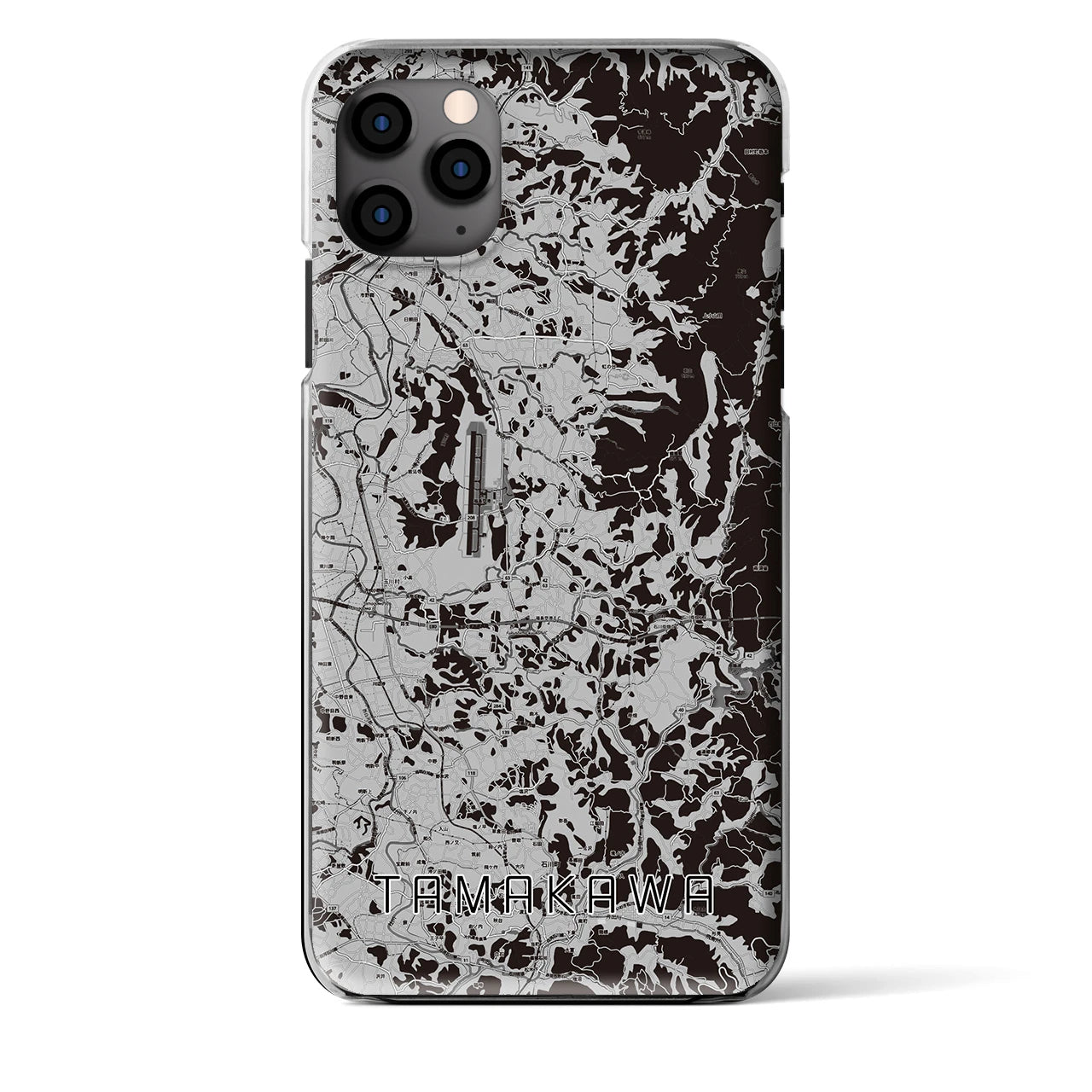 【玉川(福島県)】地図柄iPhoneケース(クリアタイプ)モノトーン・iPhone 11 Pro Max 用