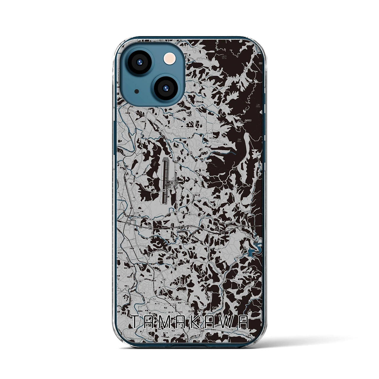 【玉川(福島県)】地図柄iPhoneケース(クリアタイプ)モノトーン・iPhone 13 用