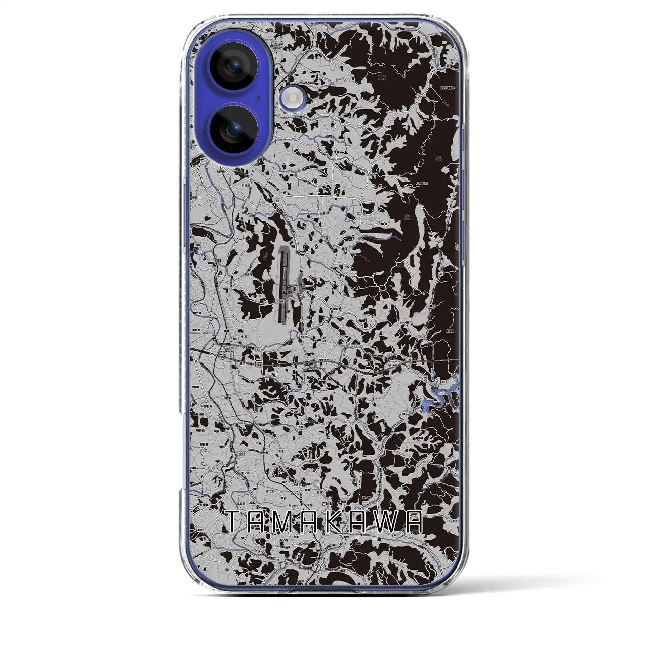 【玉川(福島県)】地図柄iPhoneケース(クリアタイプ)モノトーン・iPhone 16 Pro Max 用