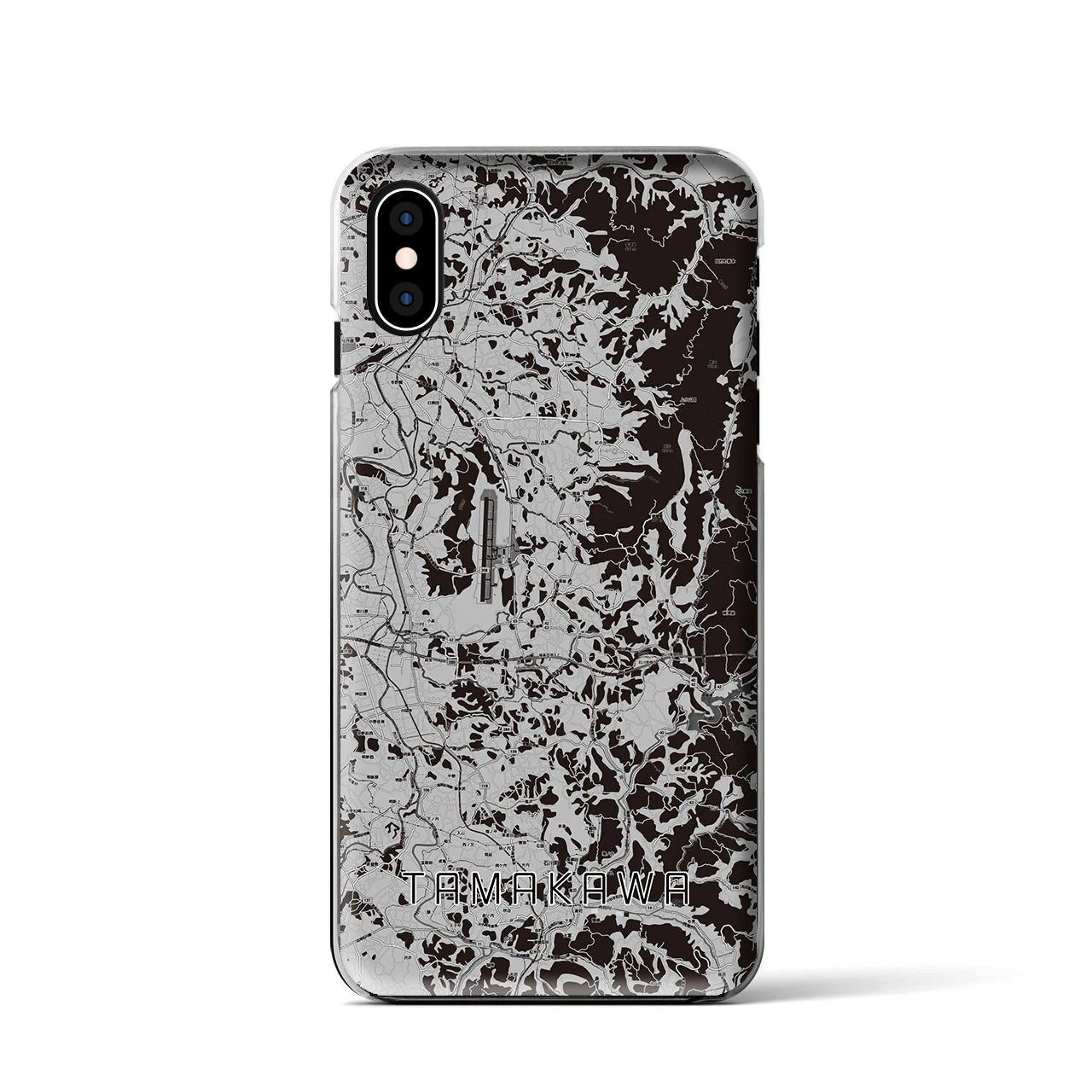 【玉川(福島県)】地図柄iPhoneケース(クリアタイプ)モノトーン・iPhone XS / X 用