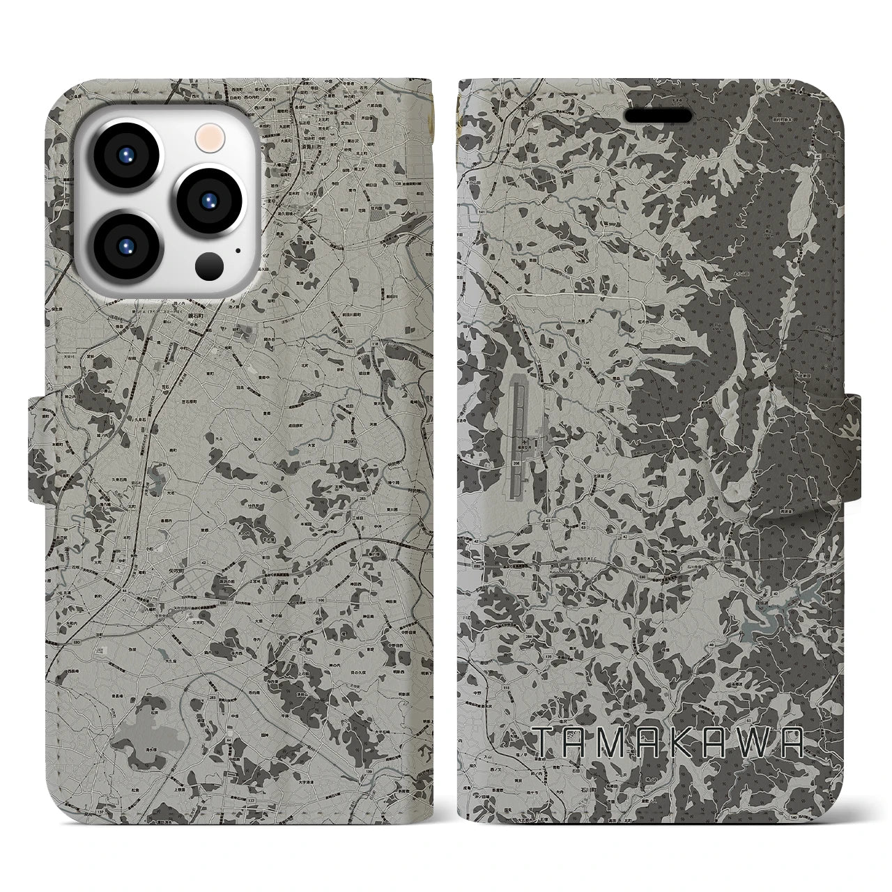 【玉川(福島県)】地図柄iPhoneケース(手帳タイプ)