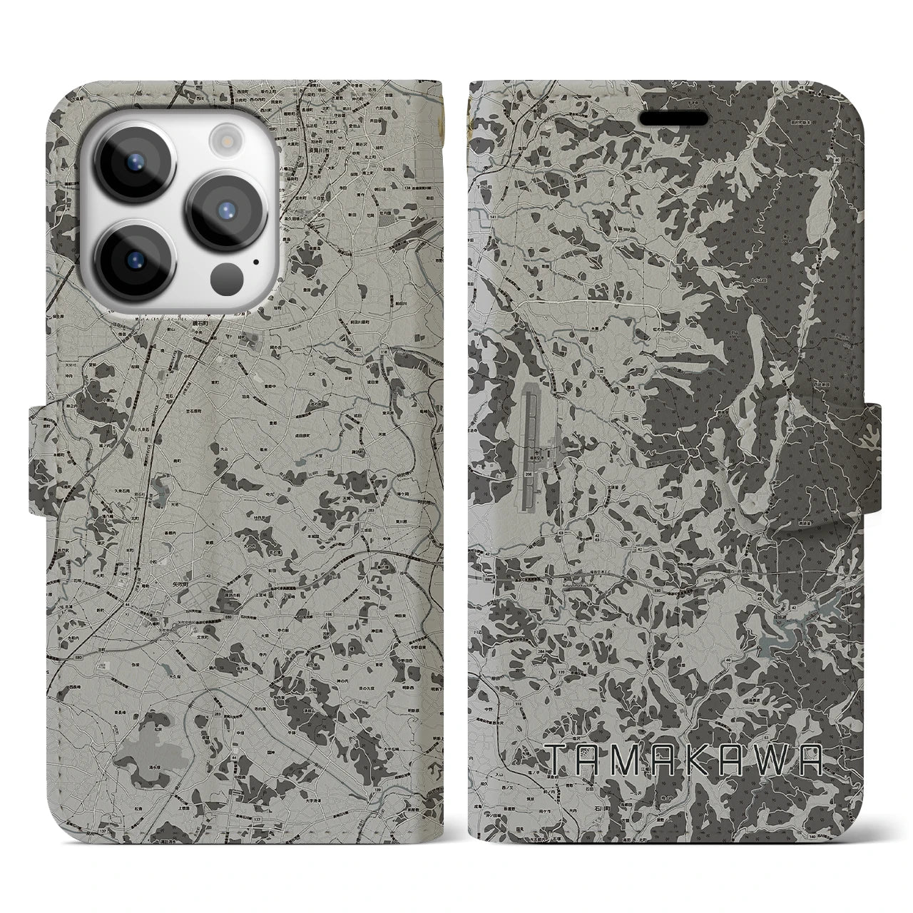 【玉川(福島県)】地図柄iPhoneケース(手帳タイプ)