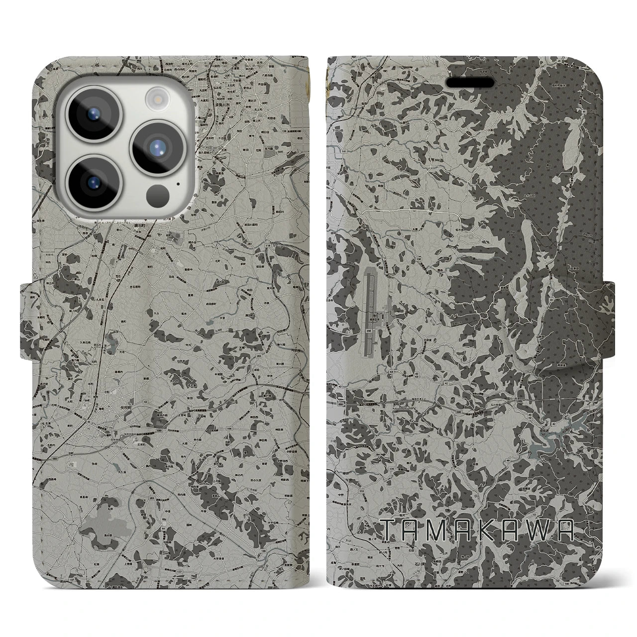 【玉川(福島県)】地図柄iPhoneケース(手帳タイプ)