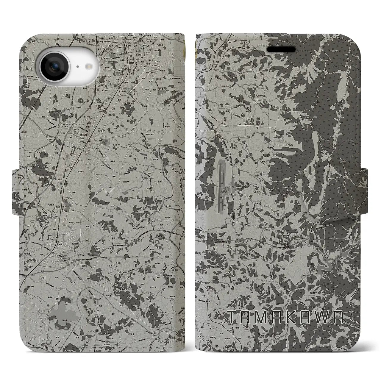 【玉川(福島県)】地図柄iPhoneケース(手帳タイプ)