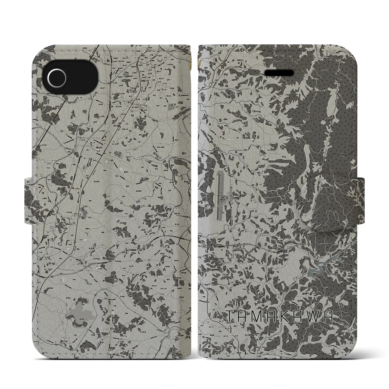 【玉川(福島県)】地図柄iPhoneケース(手帳タイプ)