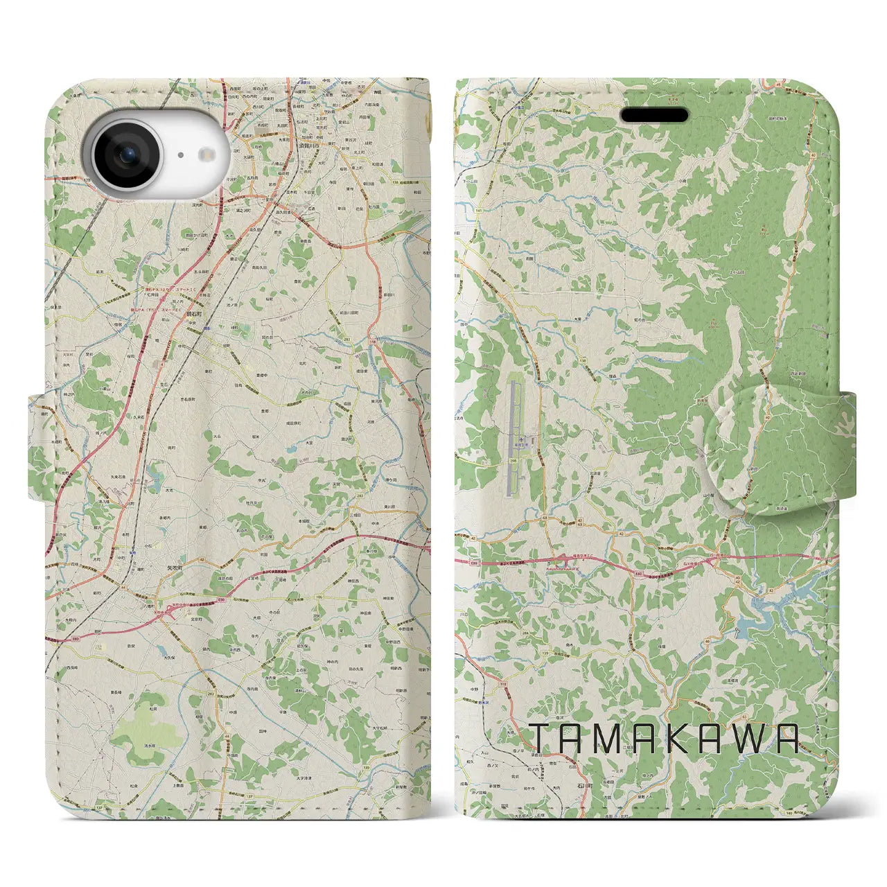 【玉川(福島県)】地図柄iPhoneケース(手帳タイプ)