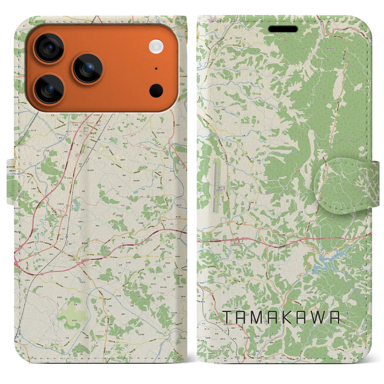 【玉川(福島県)】地図柄iPhoneケース(手帳タイプ)