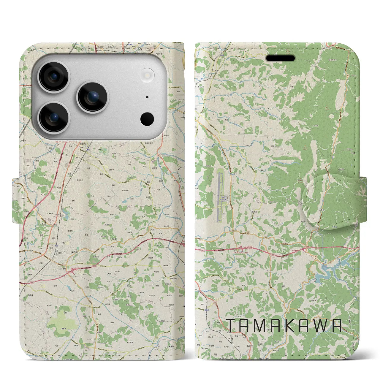 【玉川(福島県)】地図柄iPhoneケース(手帳タイプ)