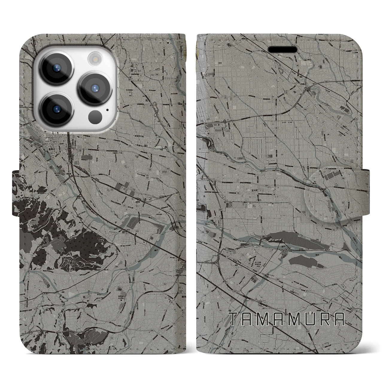 【玉村(群馬県)】地図柄iPhoneケース(手帳タイプ)