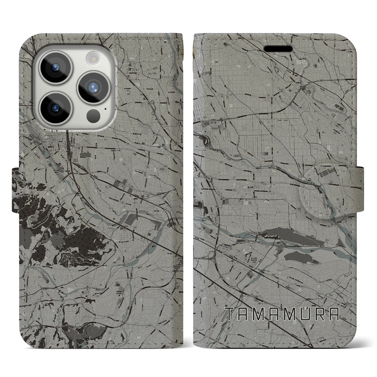 【玉村(群馬県)】地図柄iPhoneケース(手帳タイプ)