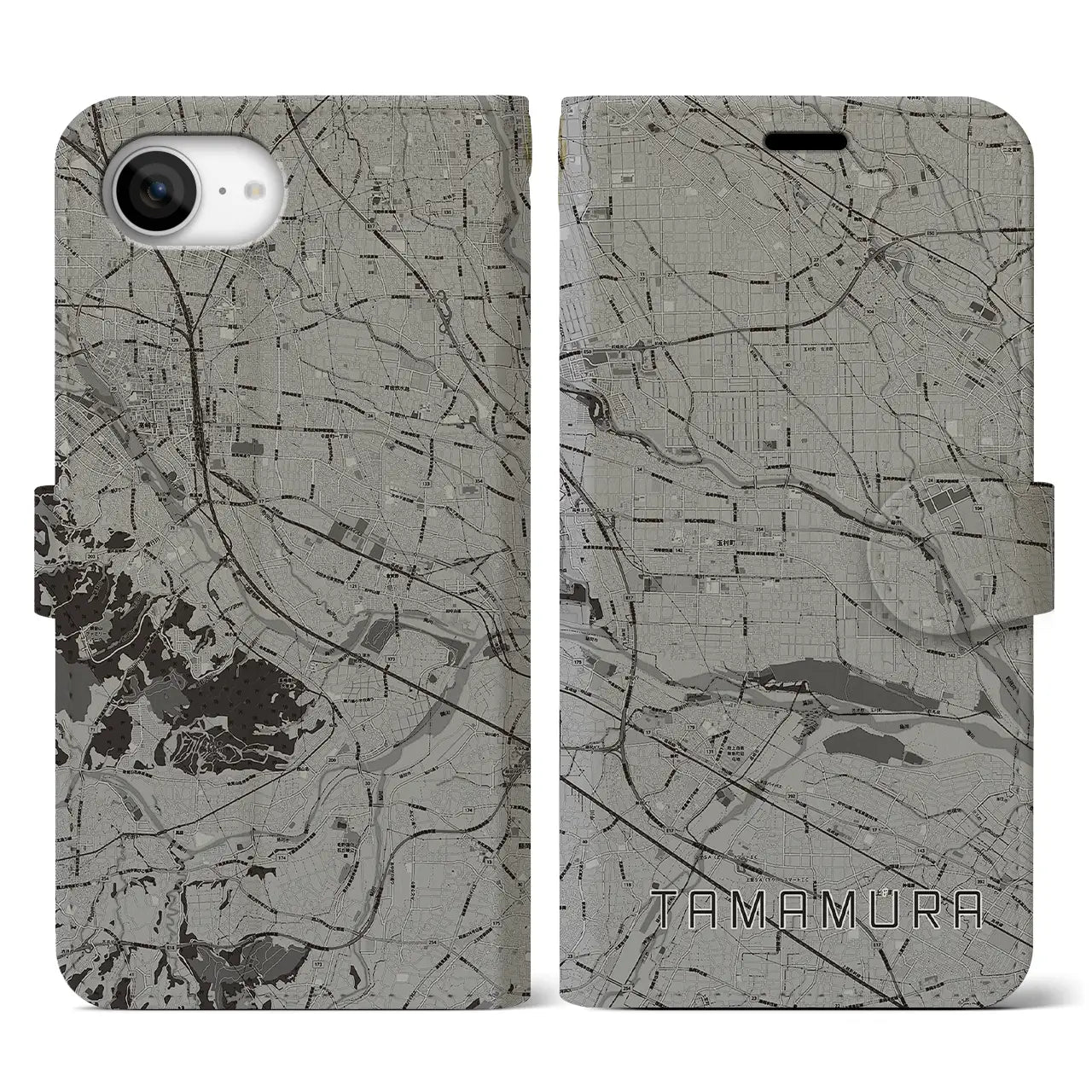 【玉村(群馬県)】地図柄iPhoneケース(手帳タイプ)