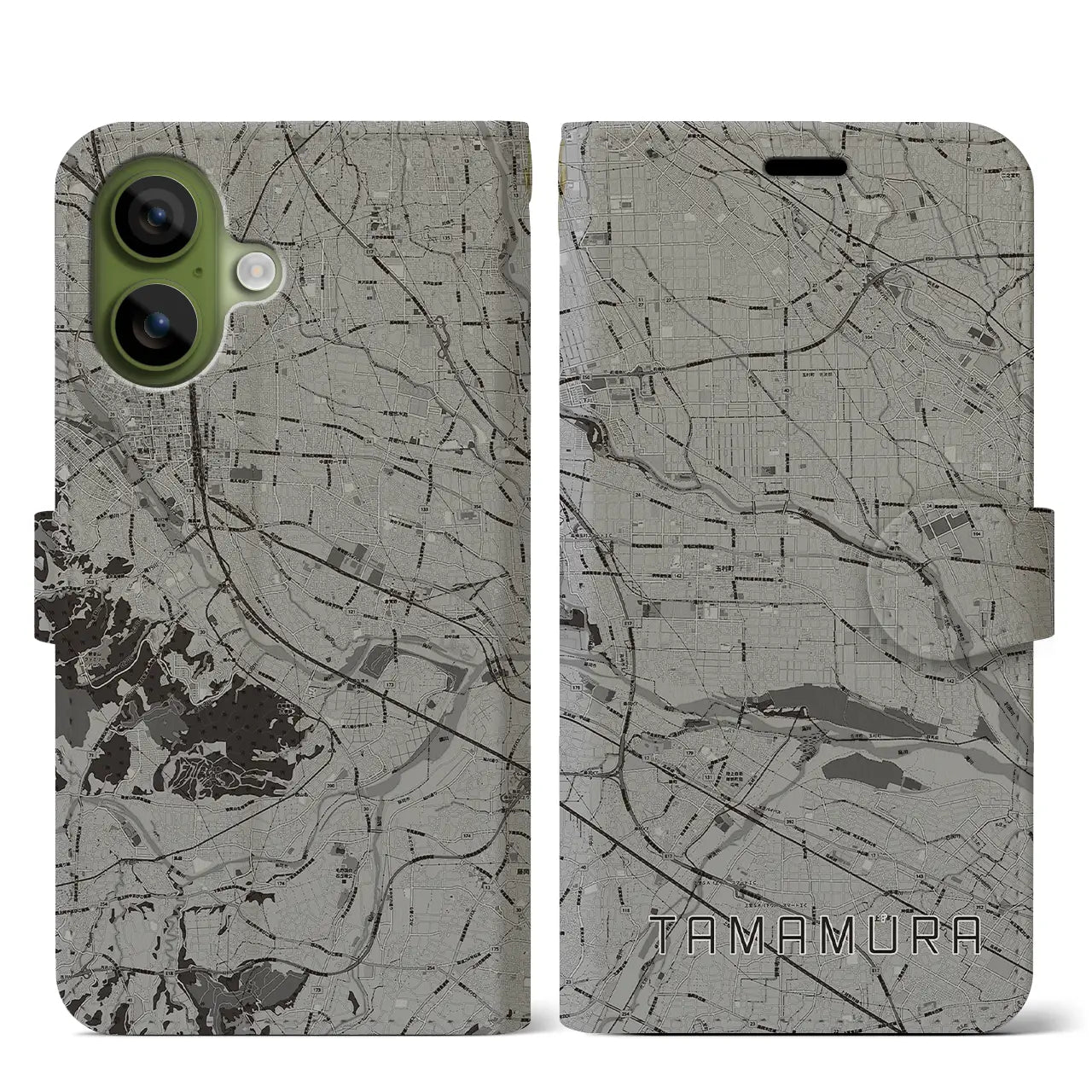 【玉村(群馬県)】地図柄iPhoneケース(手帳タイプ)