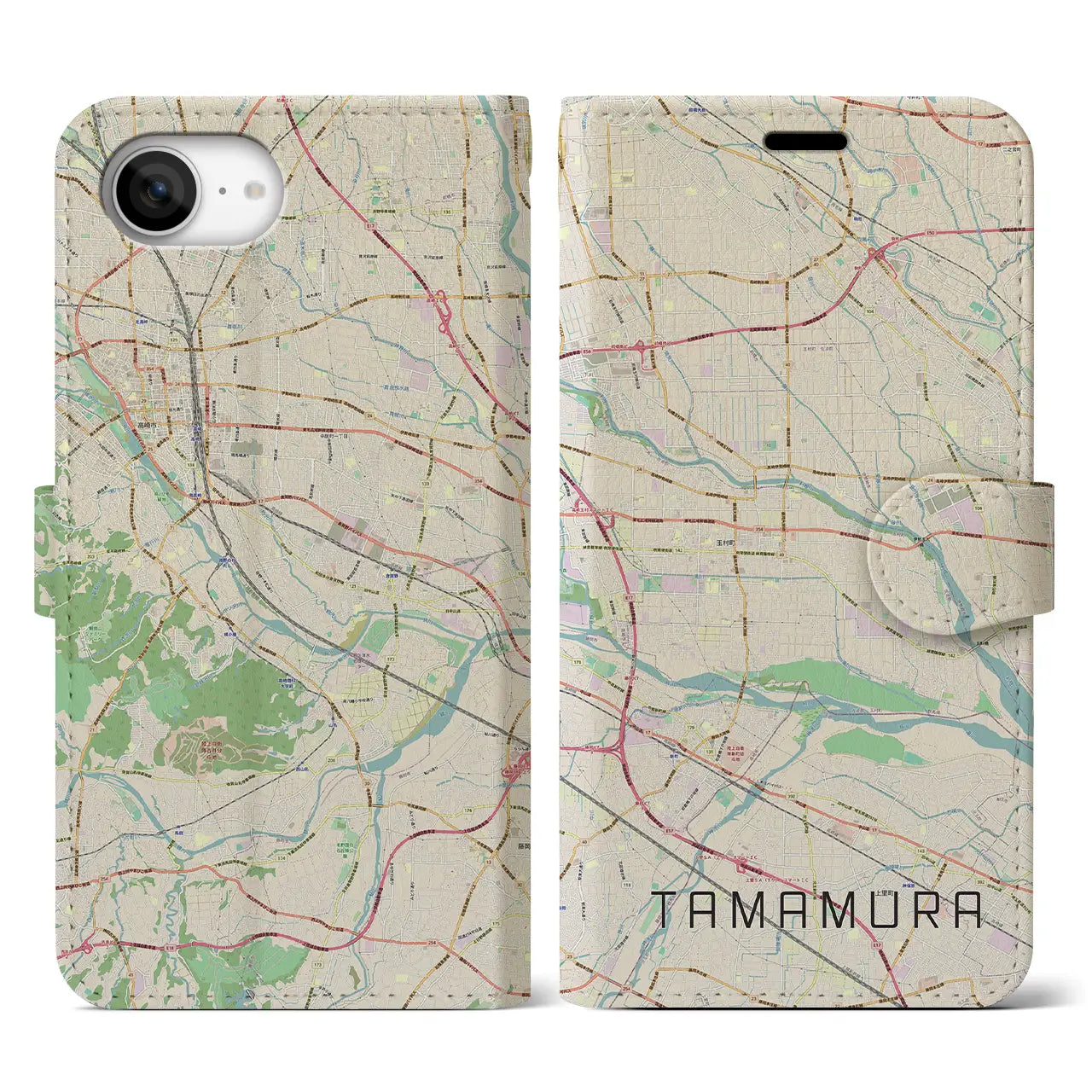 【玉村(群馬県)】地図柄iPhoneケース(手帳タイプ)