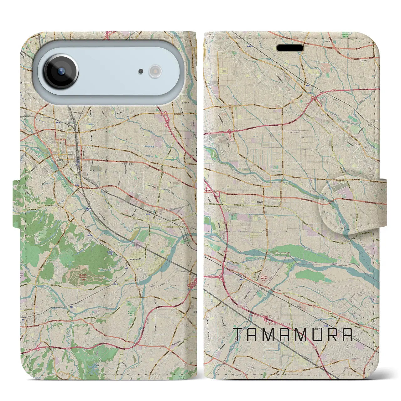 【玉村(群馬県)】地図柄iPhoneケース(手帳タイプ)