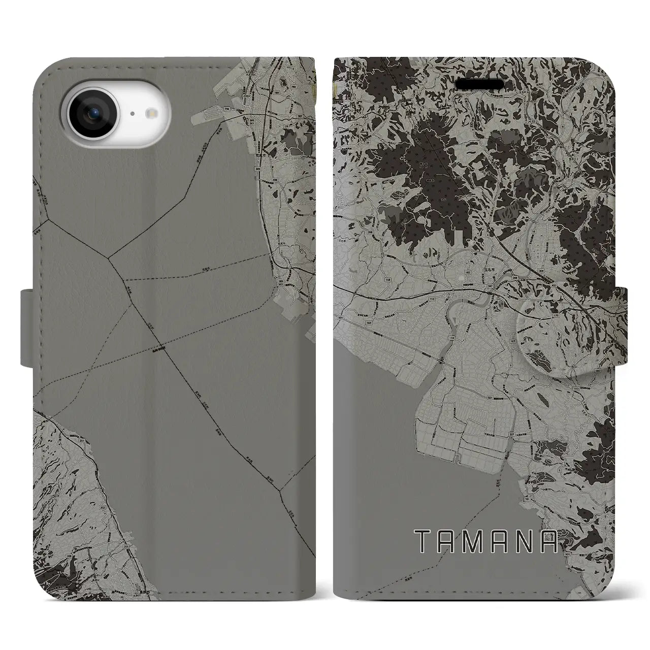 【玉名(熊本県)】地図柄iPhoneケース(手帳タイプ)