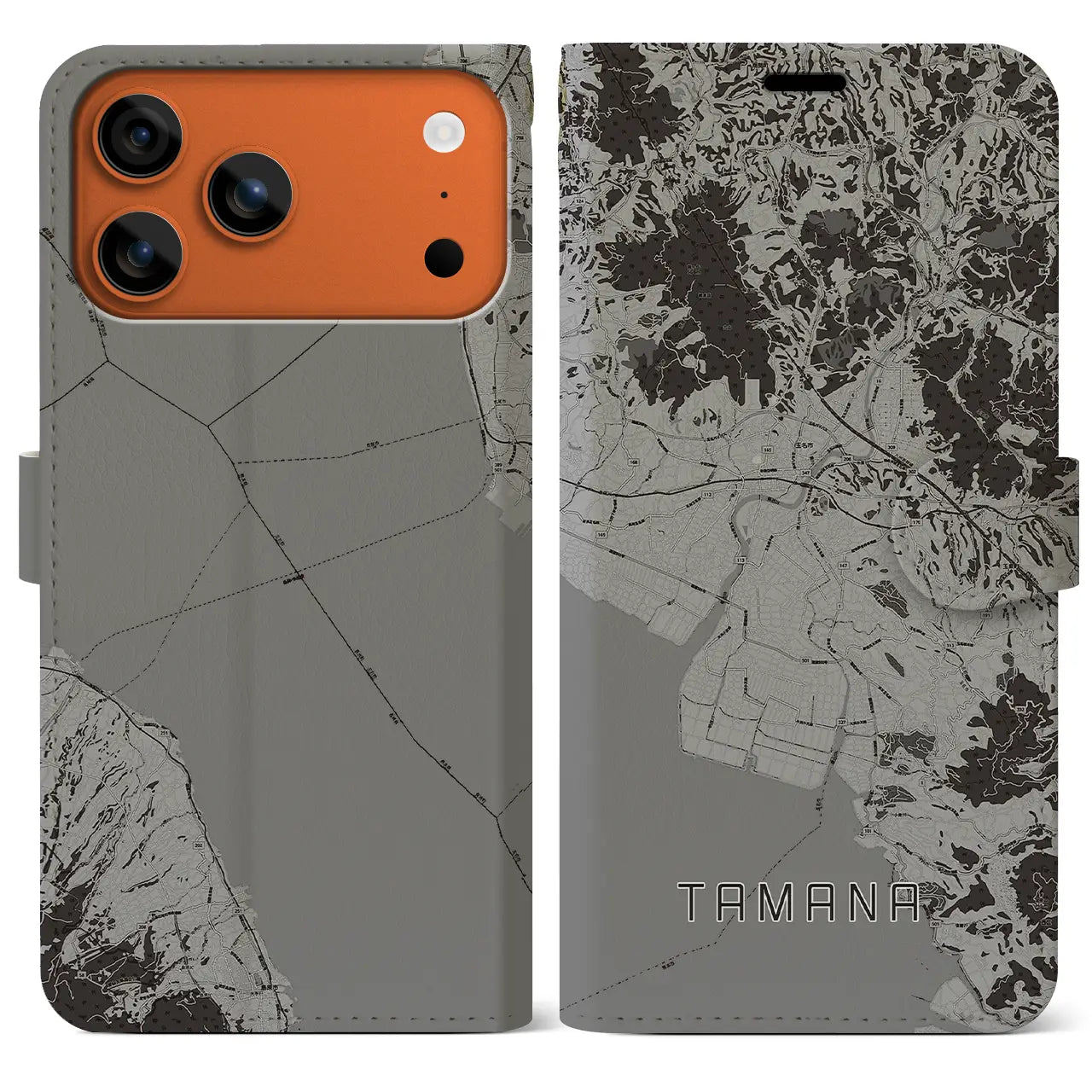 【玉名(熊本県)】地図柄iPhoneケース(手帳タイプ)