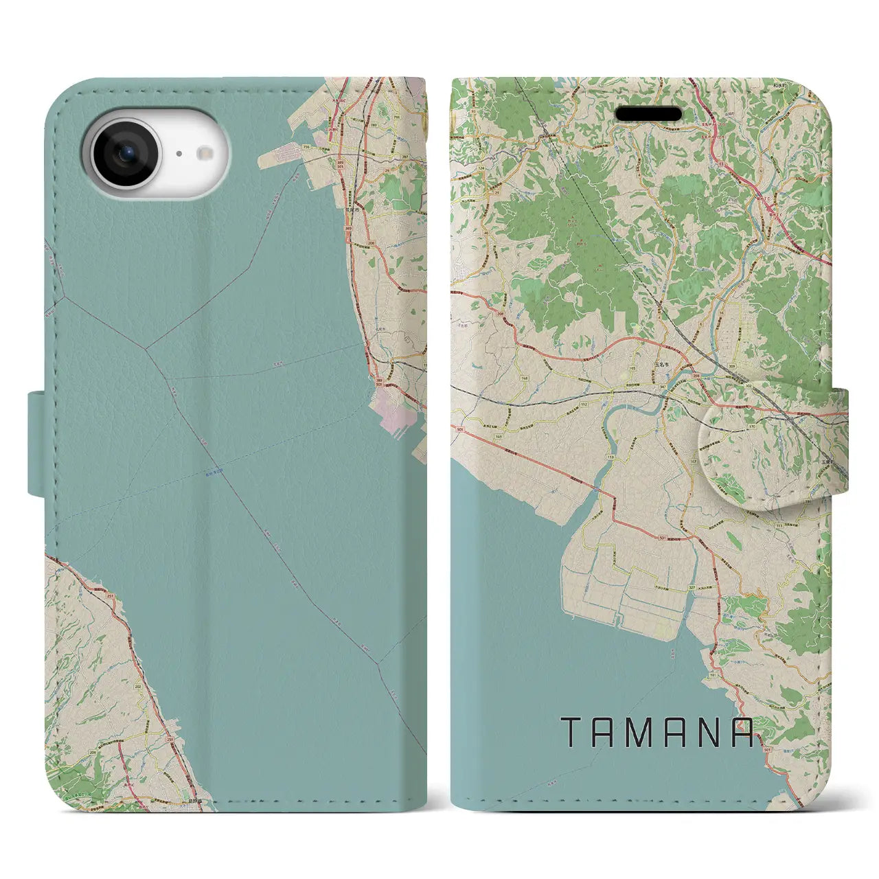 【玉名(熊本県)】地図柄iPhoneケース(手帳タイプ)